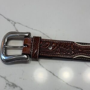 Nocona Brown Leather Belt with Silver Buckle